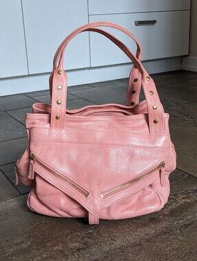 Botkier Trigger Satchel Shoulder Bag Pebbled Leather Chic Summer Studded Pink 🩷